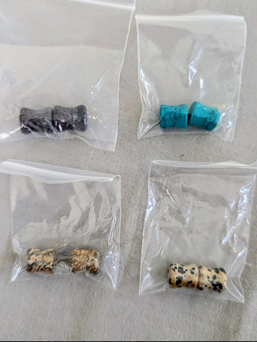 Stone Ear Plugs 8mm Gauge Set Natural Stone Stretch Earrings Lot of 4 Pairs